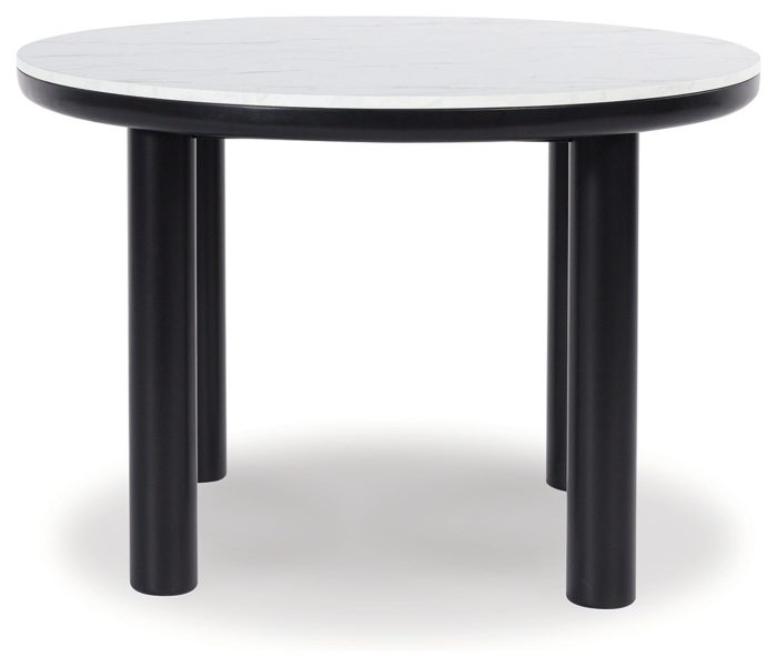 Xandrum - White / Black - 5 Pc. - Round Dining Room Table, 4 Side Chairs - Image 2