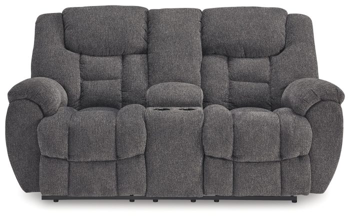 Foreside - Charcoal - Dbl Reclining Loveseat with Console - Image 2