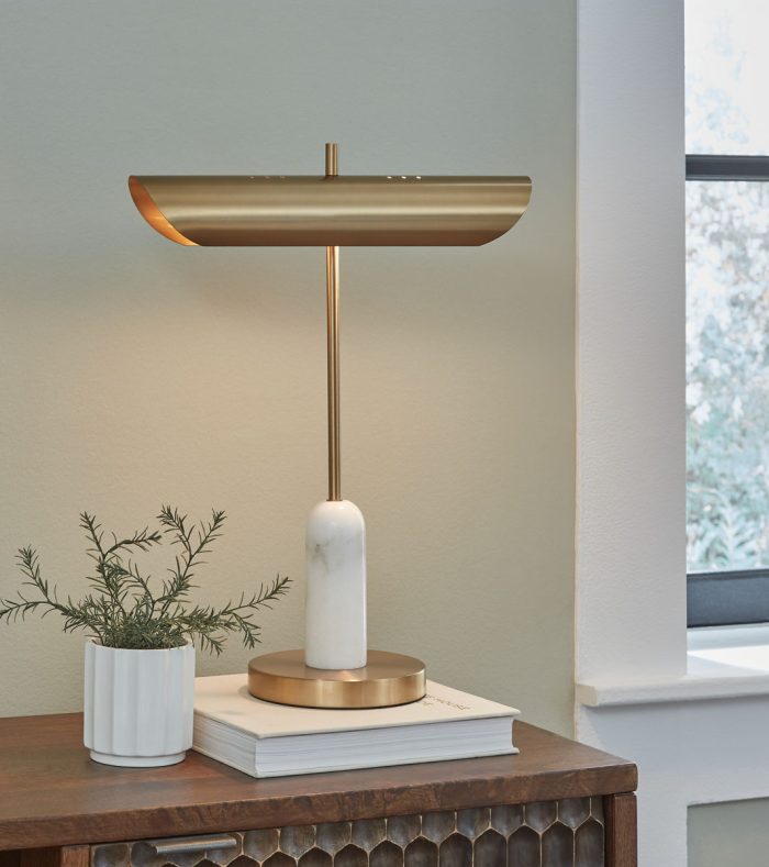 Rowleigh - Gold Finish / White - Marble Desk Lamp - Image 4
