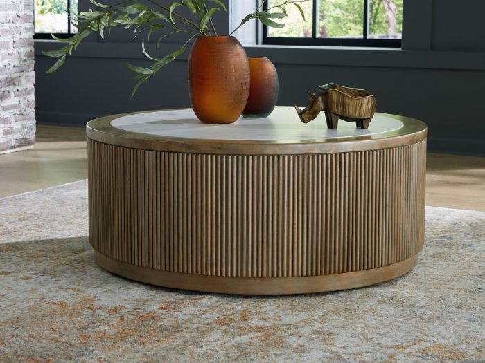Camdill - Light Brown / White - Round Cocktail Table - Image 2