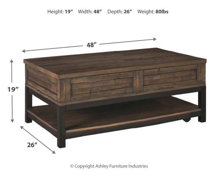 Johurst - Grayish Brown - LIFT TOP COCKTAIL TABLE - Image 3