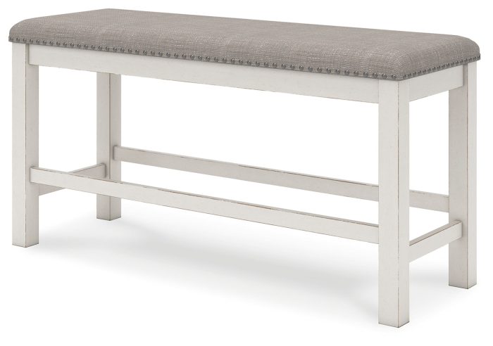 Robbinsdale - Antique White - Dbl Counter Height Upholstered Dining Bench - Image 4