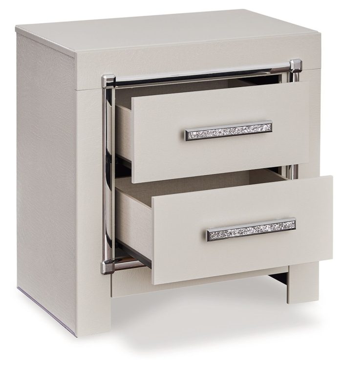 Zyniden - Silver - Two Drawer Night Stand - Image 3