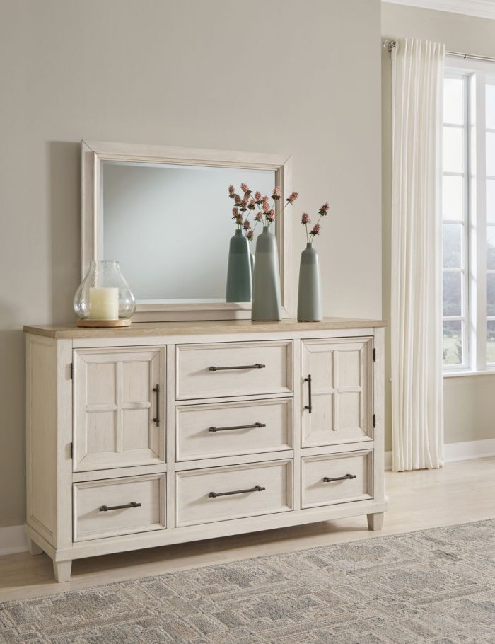 Shaybrock - Antique White / Brown - Dresser And Mirror - Image 2