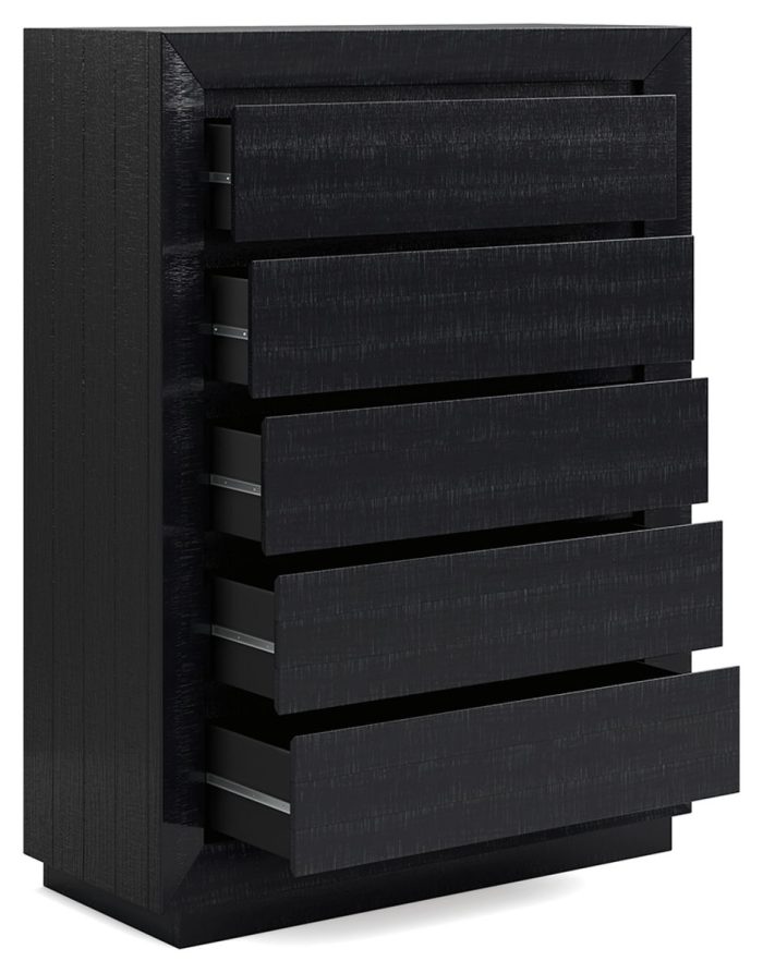 Londer - Black - Five Drawer Chest - Image 3