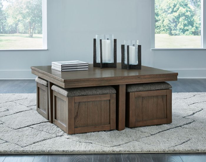 Boardernest - Brown - Cocktail Table With 4 Stools (Set of 5) - Image 2