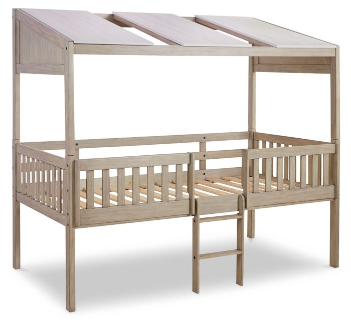 Wrenalyn - White / Brown / Beige - Twin Loft Bed with Roof Panels - Image 4