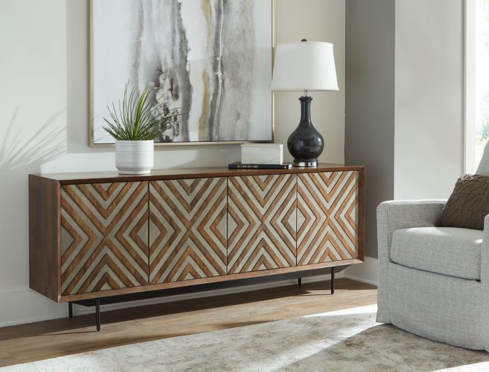 Dreggan - Brown / Gold Finish - Accent Cabinet - Image 3