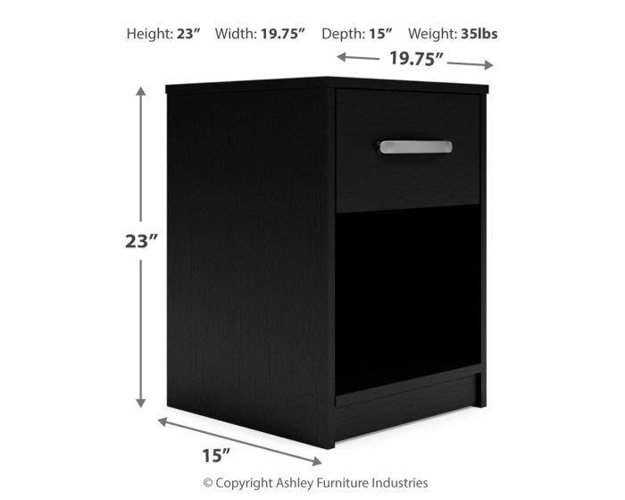 Finch - Black - One Drawer Night Stand - 23" Height - Image 3