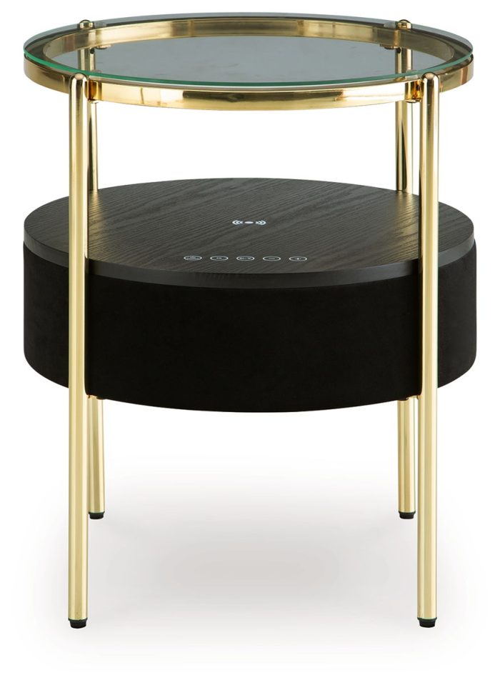 Nedman - Black / Gold Finish - Accent Table With Speaker - Image 2