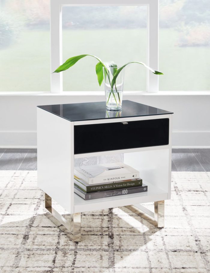 Gardoni - White / Black - Rectangular End Table - Image 3