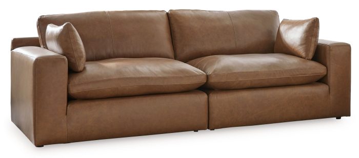 Emilia - Caramel - 3 Pc. - 2-Piece Sectional Loveseat, Ottoman - Image 2