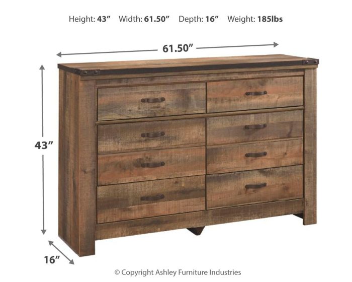 Trinell - Brown Dark - Six Drawer Dresser - 61.34" x 15.98" x 42.99" - Image 3