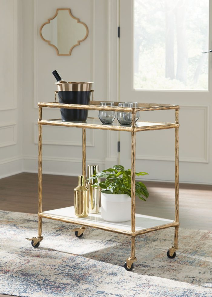 Plattfield - Antique Gold Finish - Bar Cart - Image 2