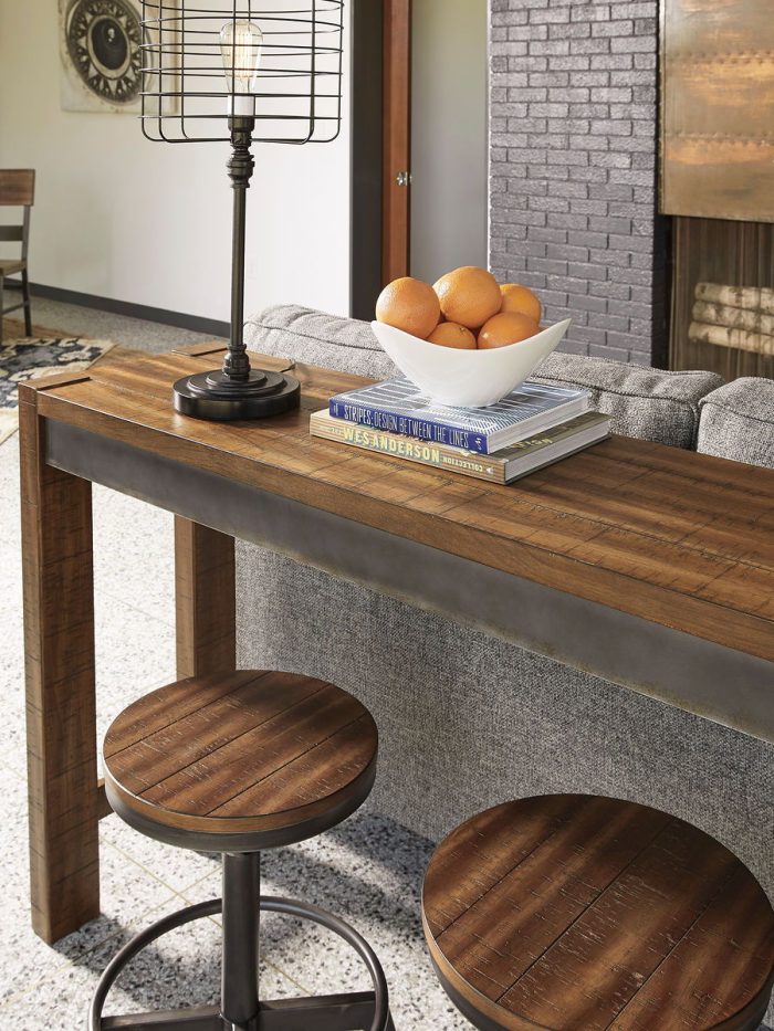 Torjin - Dark Brown - 3 Pc. - Long Counter Table, 2 Stools - Image 2