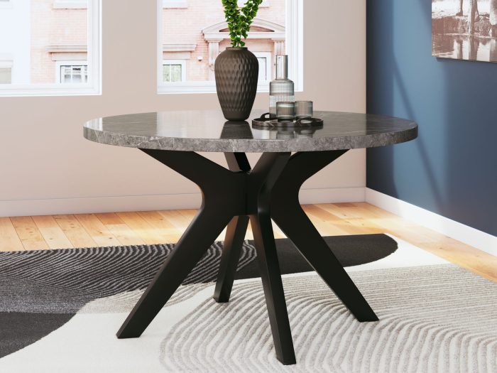 Glinari - Taupe / Black - Round Dining Room Table - Image 2