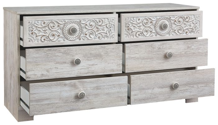Paxberry - Whitewash - Six Drawer Dresser - Vinyl-Wrapped - Image 4
