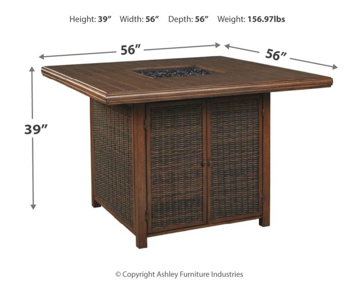 Paradise Trail - Medium Brown - Square Bar Table w/Fire Pit - Image 2