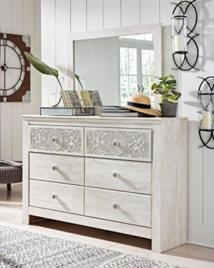 Paxberry - Whitewash - Dresser, Mirror - Medallion Drawer Pulls - Image 3