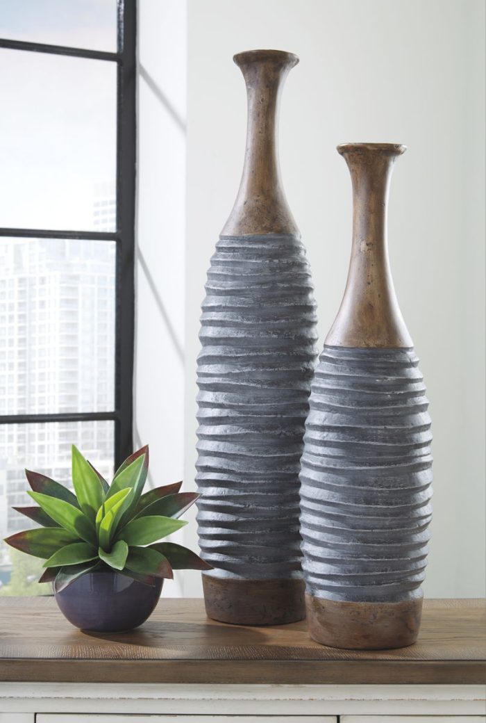 BLAYZE - Antique Gray / Brown - Vase Set (Set of 2) - Image 2