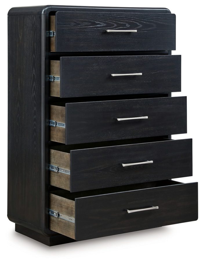 Rowanbeck - Black - Five Drawer Chest - Image 4