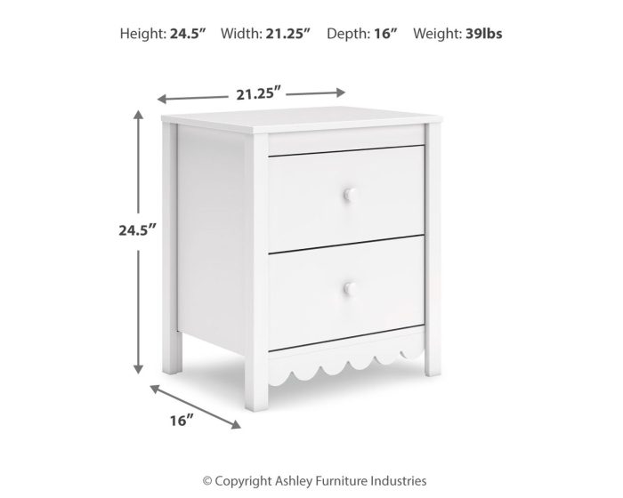 Hallityn - White - Two Drawer Night Stand - Image 3