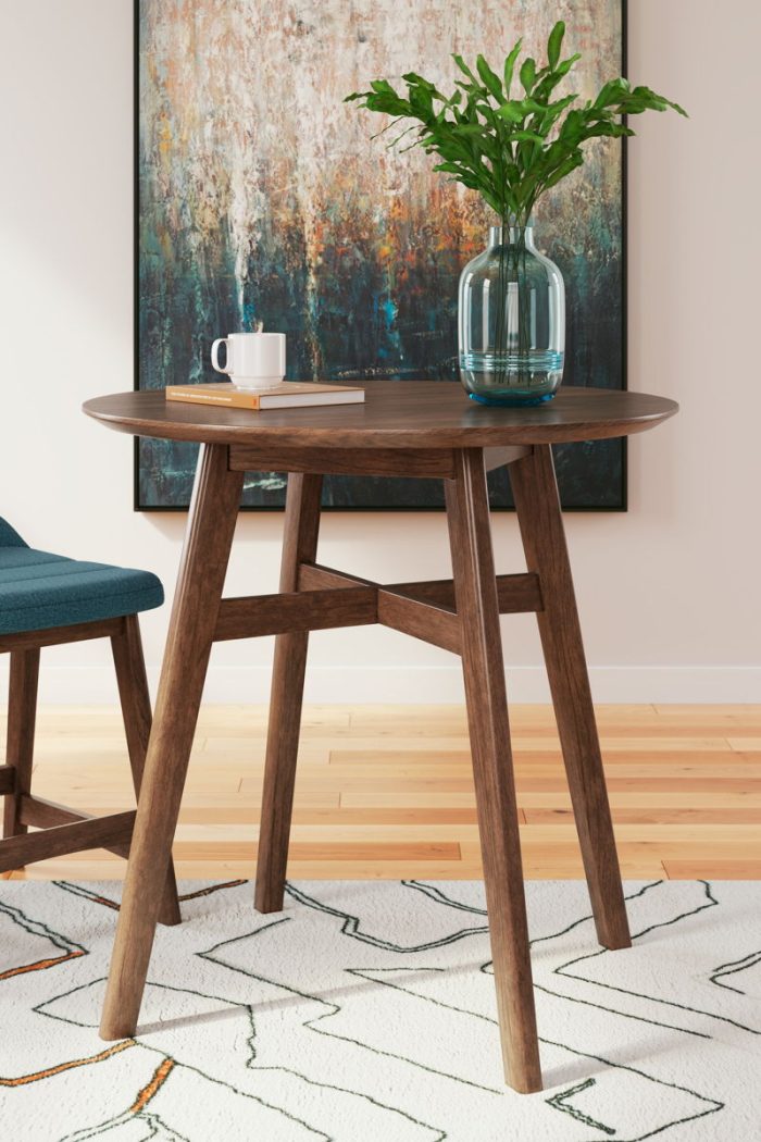 Lyncott - Brown - Round Dining Room Counter Table - Image 3