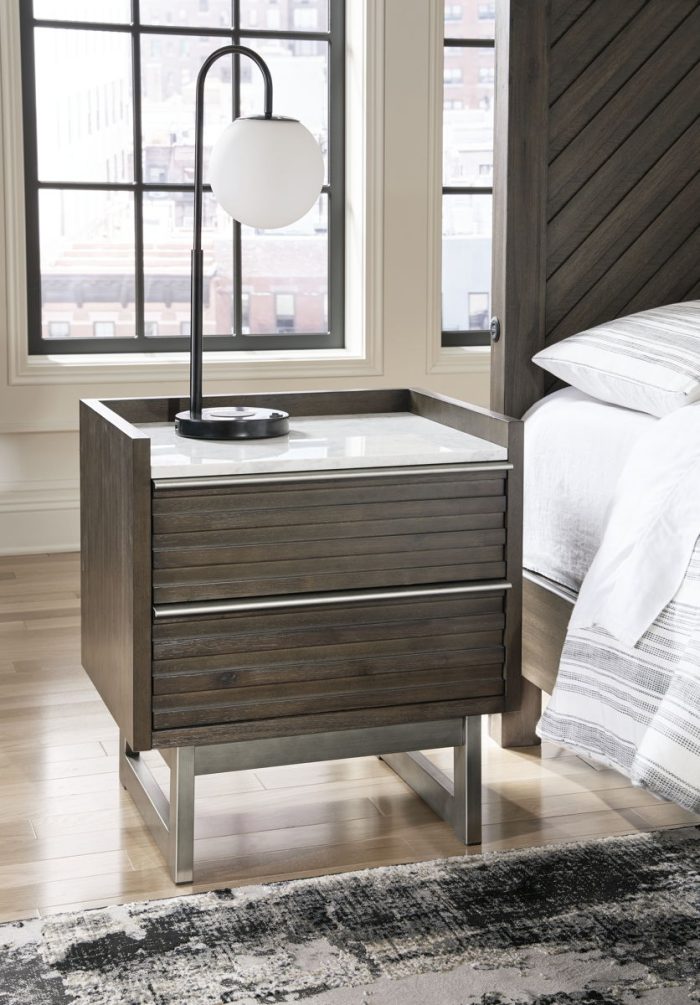 Arkenton - Grayish Brown / White - Two Drawer Night Stand - Image 3