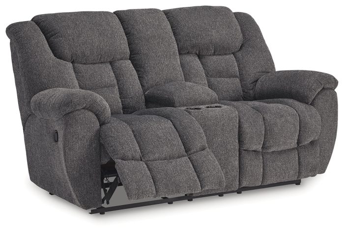 Foreside - Charcoal - Dbl Reclining Loveseat with Console - Image 4