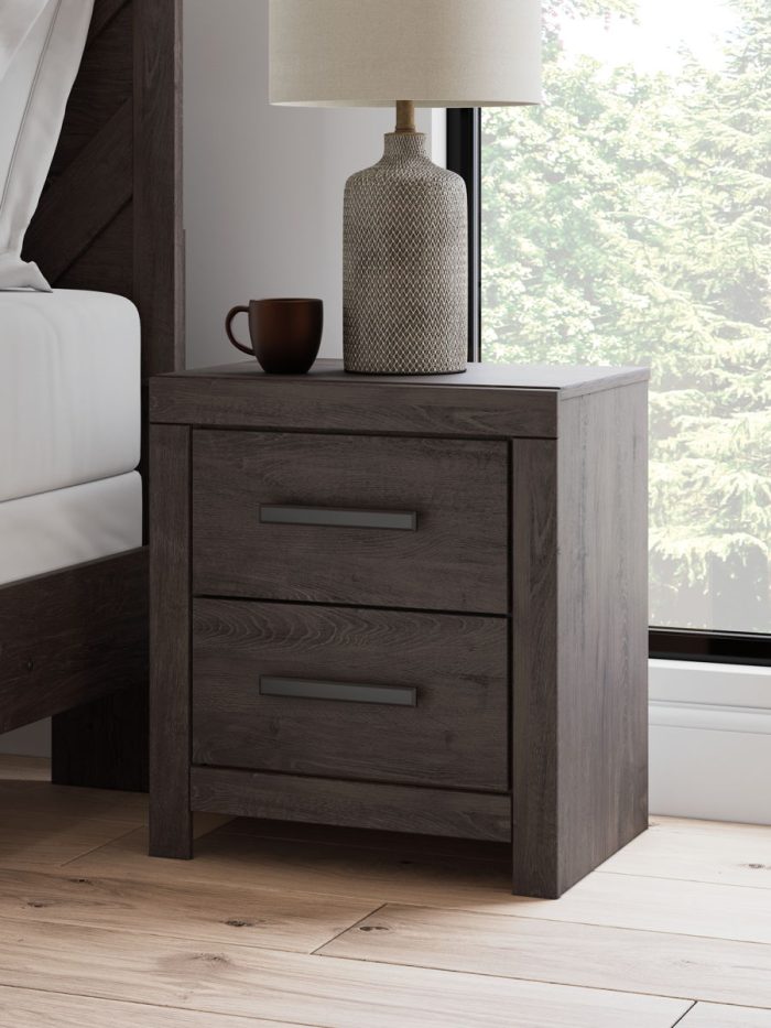 Prendonea - Charcoal - Two Drawer Night Stand - Image 2