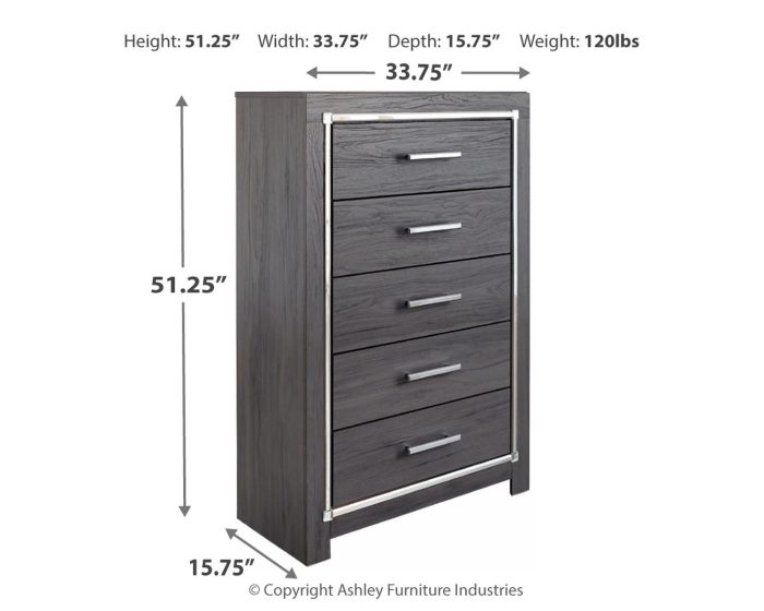 Lodanna - Gray - Five Drawer Chest - Image 4