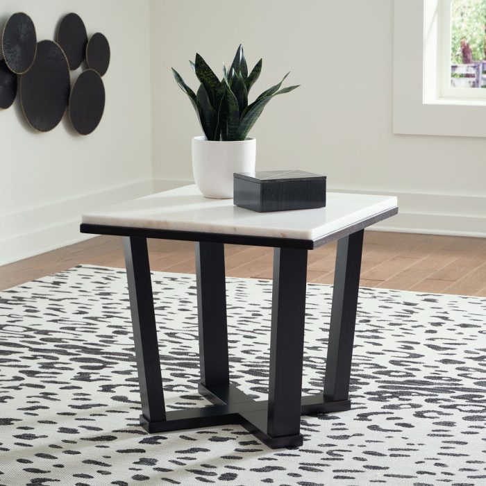 Fostead - White / Espresso - Square End Table - Image 2