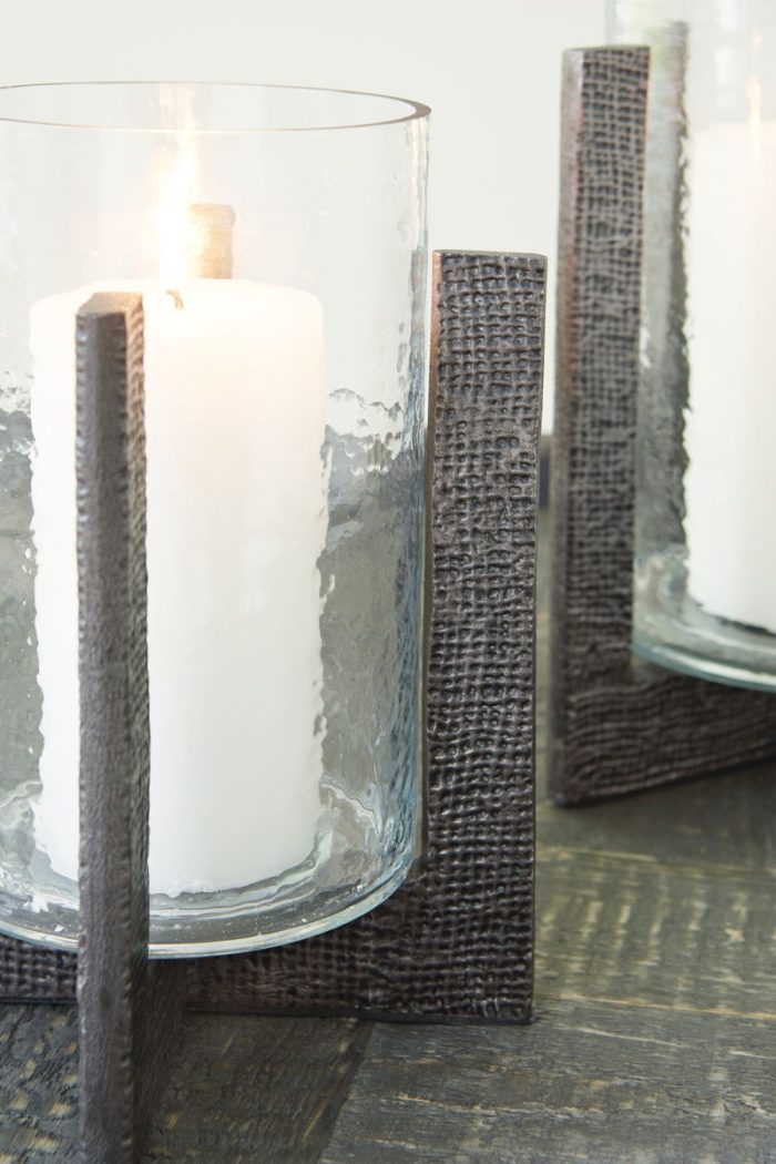 Garekton - Clear / Pewter Finish - Candle Holder Set (Set of 2) - Image 4
