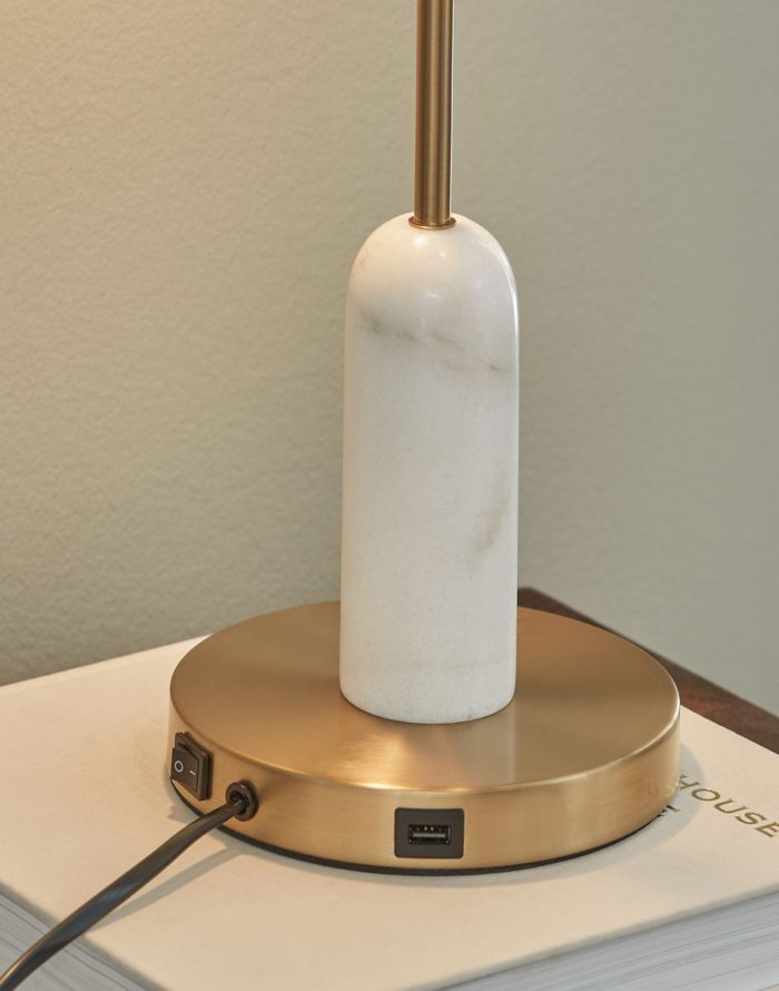 Rowleigh - Gold Finish / White - Marble Desk Lamp - Image 3