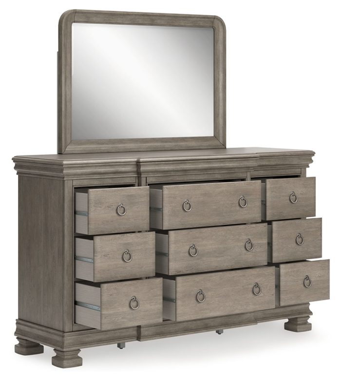 Lexorne - Gray - Dresser And Mirror - Image 2