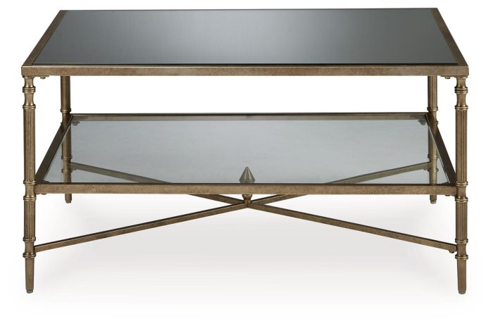 Cloverty - Aged Gold Finish - Rectangular Cocktail Table - Image 3