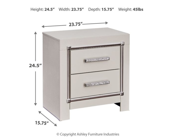 Zyniden - Silver - Two Drawer Night Stand - Image 4