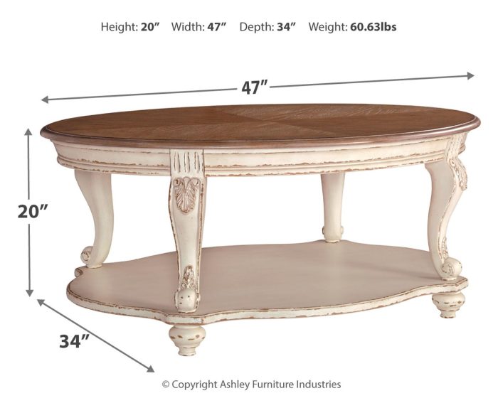 Realyn - White / Brown - Oval Cocktail Table - Image 3