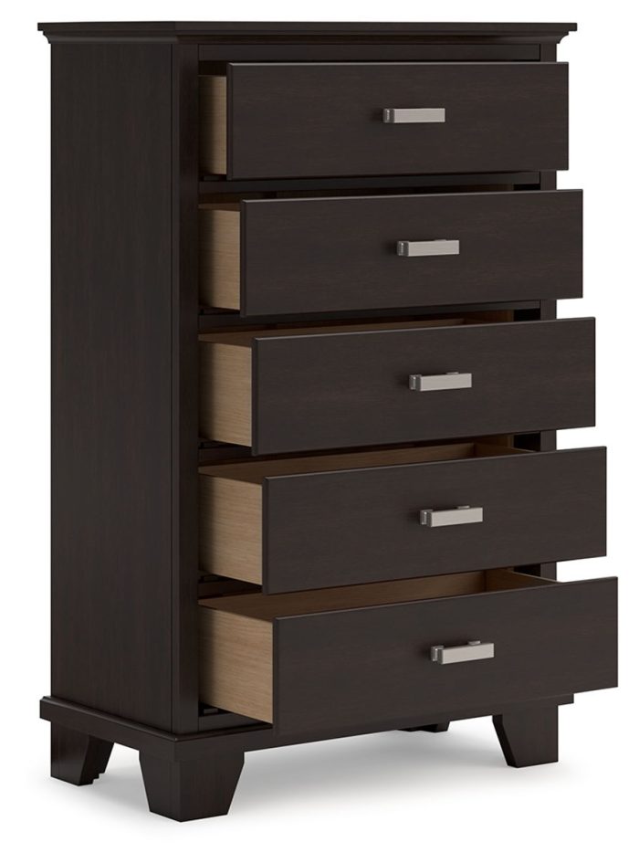 Covetown - Dark Brown - Five Drawer Chest - Image 2