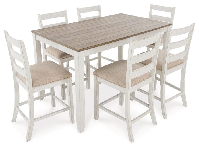 Skempton - White / Light Brown - Counter Height Dining Table and Bar Stools (Set of 7) - Image 4