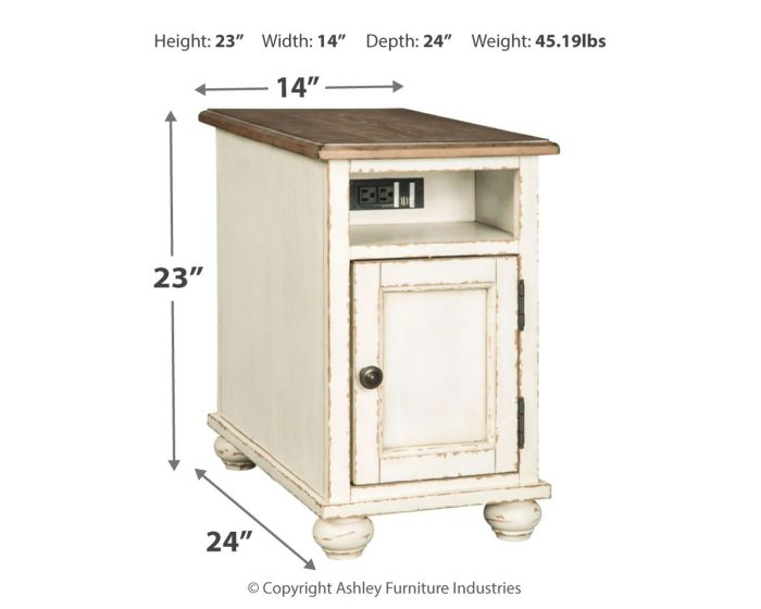 Realyn - White / Brown - Chair Side End Table - AC / USB - Image 2