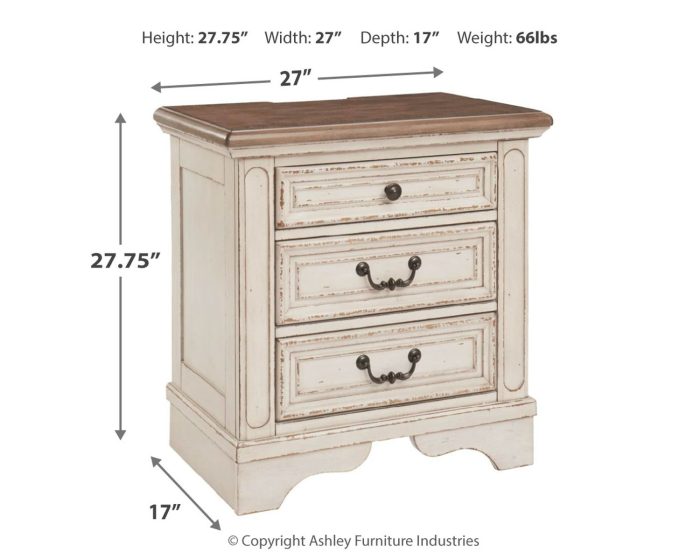Realyn - White / Brown / Beige - Three Drawer Night Stand - Image 2