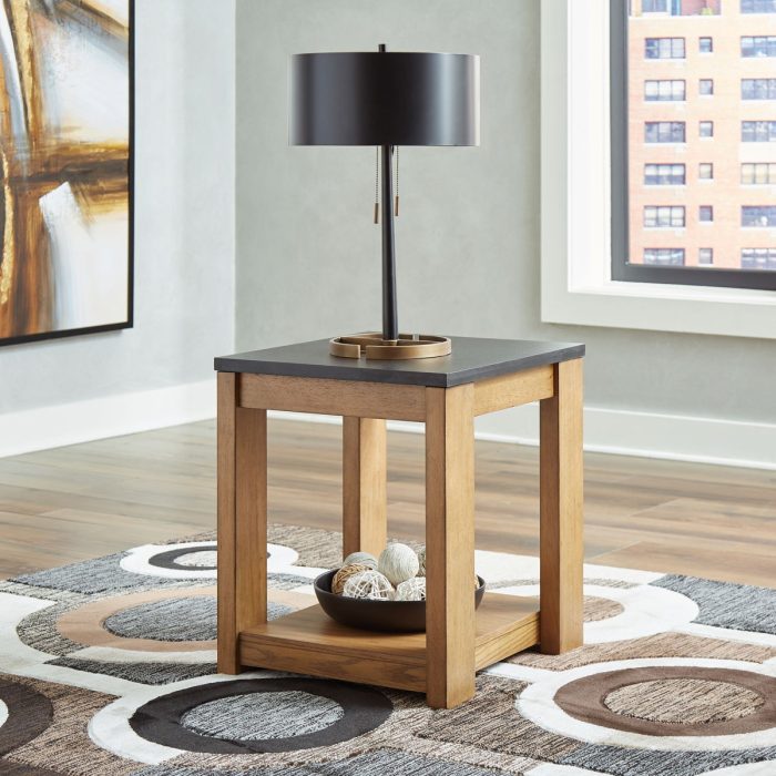 Quentina - Light Brown / Black - Rectangular End Table - Image 2