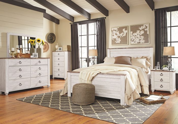 Willowton - Brown / Beige / White - Two Drawer Night Stand - Image 2