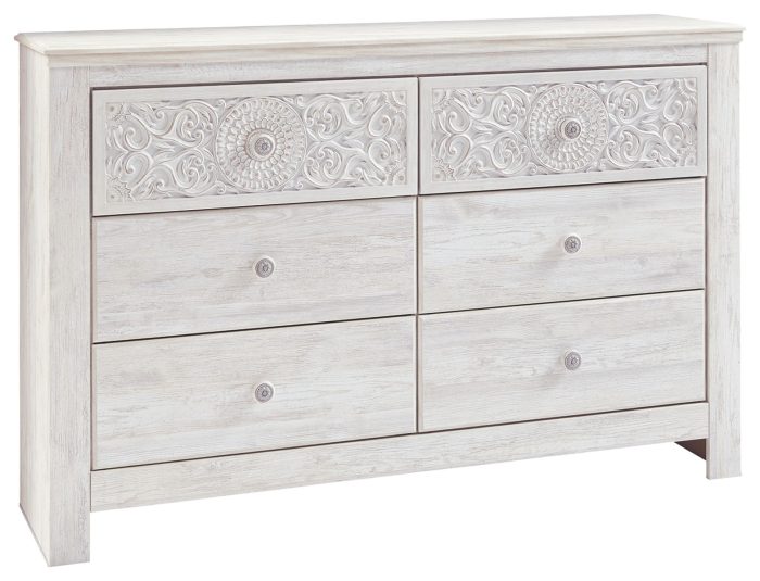 Paxberry - Whitewash - Dresser, Mirror - Medallion Drawer Pulls - Image 4