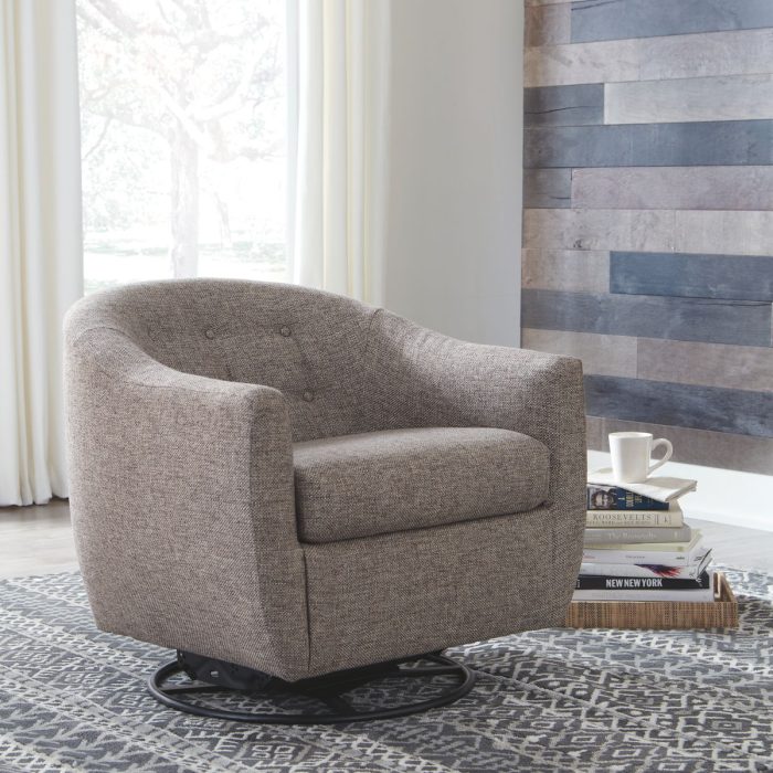 Upshur - Taupe - Swivel Glider Accent Chair - Image 3