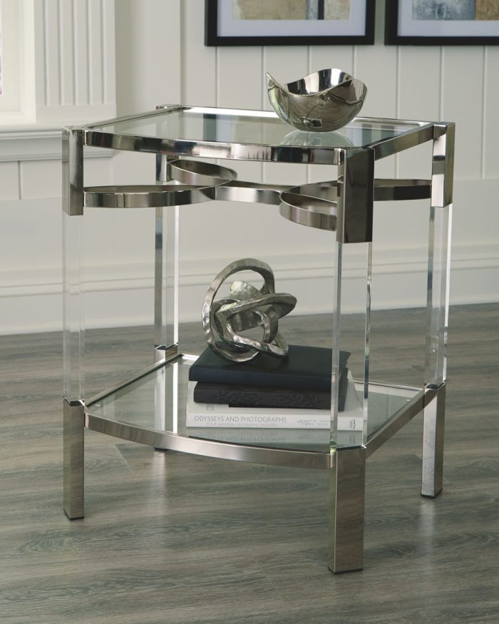 Chaseton - Clear / Silver Finish - Accent Table - Image 4
