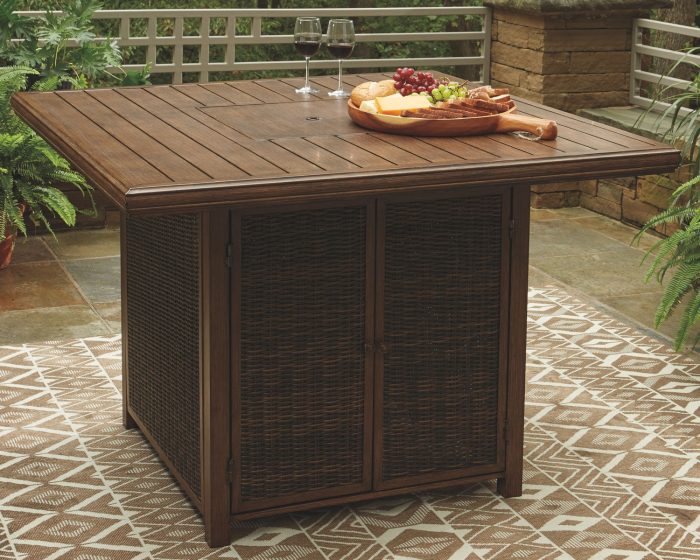 Paradise Trail - Medium Brown - Square Bar Table w/Fire Pit - Image 4