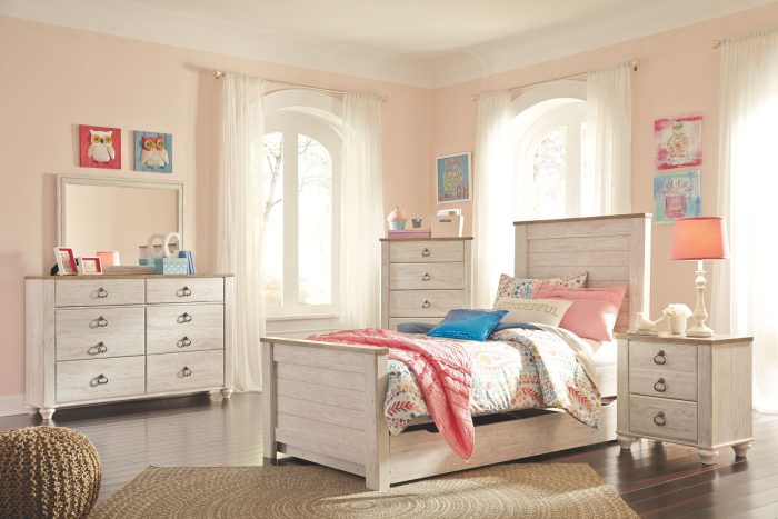 Willowton - Brown / Beige / White - Two Drawer Night Stand - Image 3