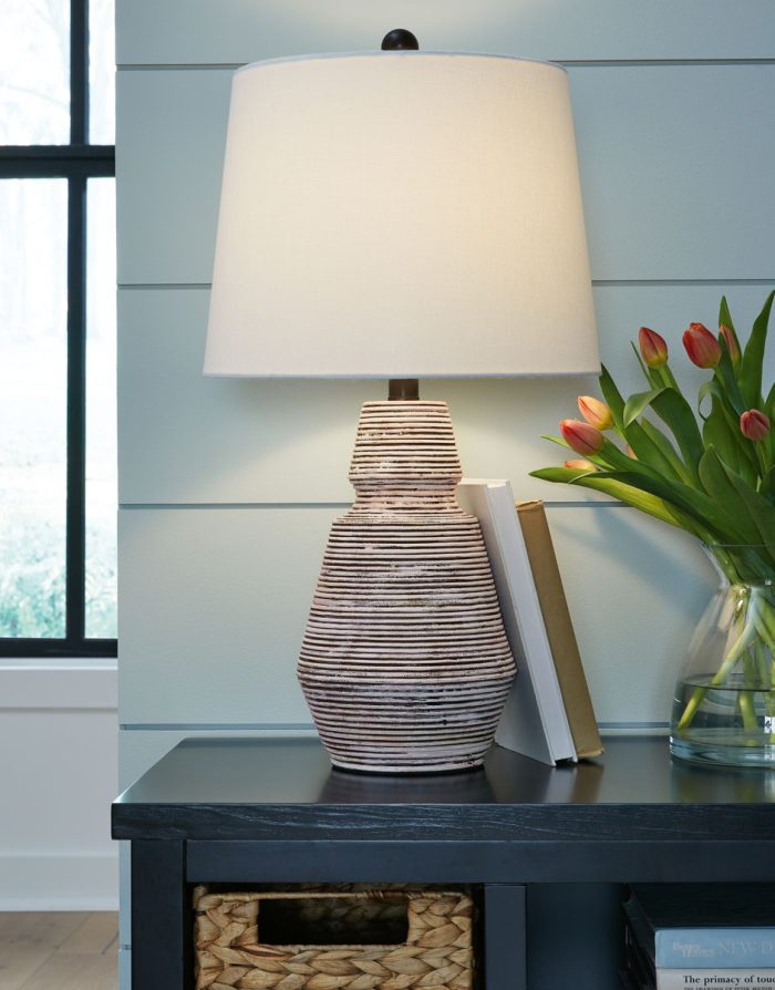 Jairburns - Brick Red / White - Poly Table Lamp (Set of 2) - Image 4